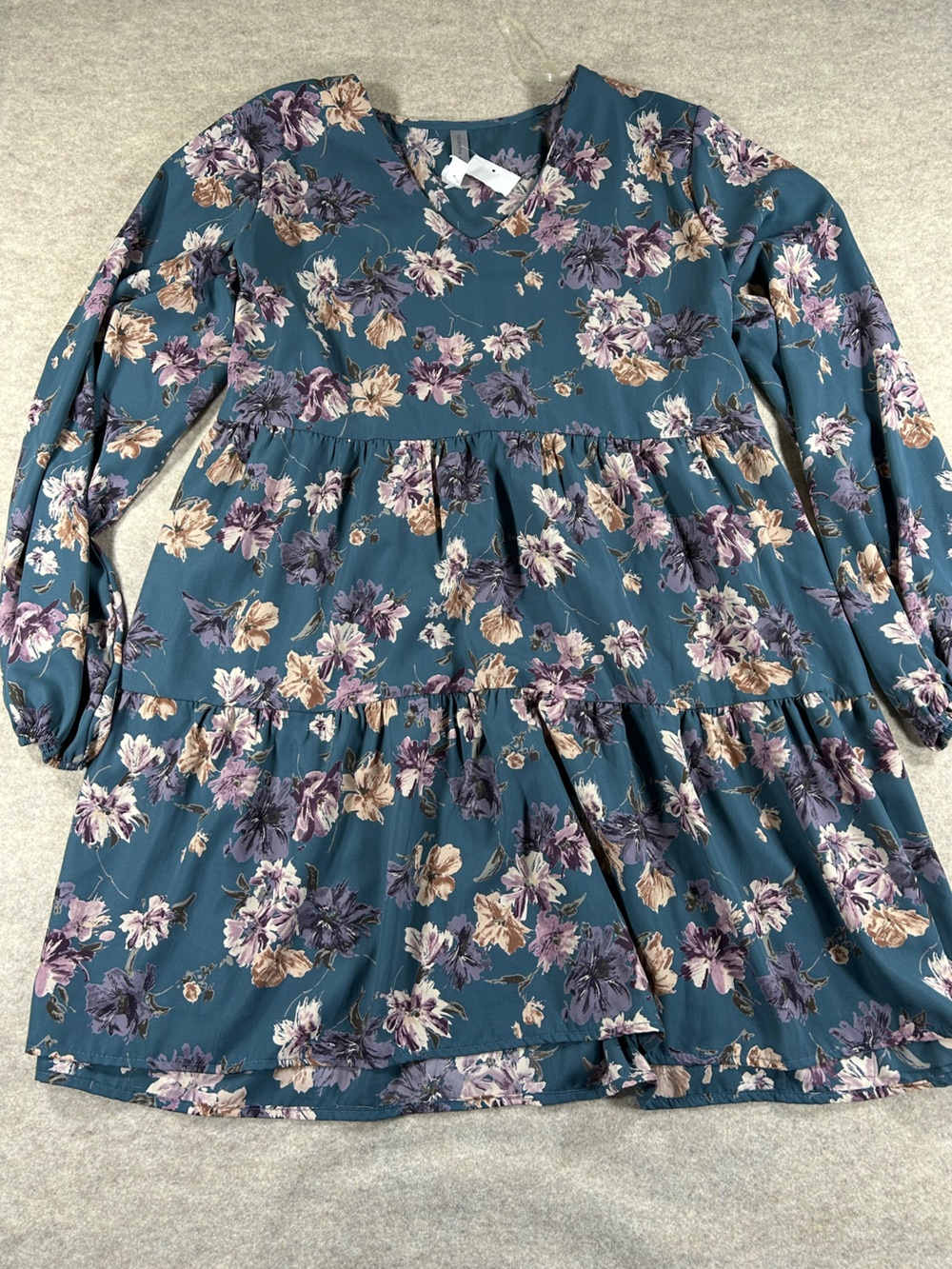 Honeyme NWT Teal Floral Long Sleeve Dress XL